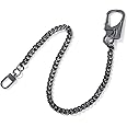 Ahiller Biker Wallet Chain, Heavy Duty Pocket Chain with Round Clasp, Men Chains for Keys, Jeans, Pants, Purse and Handbag, P-black-1pcs, One Size