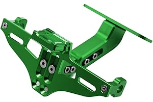 ZHUOWU Universal Moto Soportes de Portamatriculas Matrículas con Lámpara de Licencia señal de Giro Ajustable para MT-03 MT-07 MT-09 MT-10 Duke 125 200 250 390 TMAX530 Z650 Z800 Z900 Z1000 CBR1000RR Verde