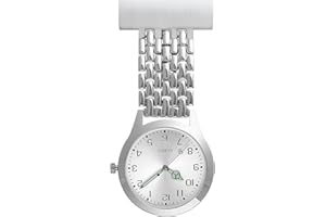 Oupdate Nurse's Fob Watch, Stainless Steel Quartz Doctor Pocket Watches for Women Men Clip on Watches Glow in Dark Easy to Reader Stylish Nurse Watch Brooch