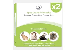 NAQUA LTD Naqua - 2 x VET STRENGTH - Anti-Parasite Spot On Pipettes. Treatment for Rabbits, Ferrets, Guinea Pigs, Rats & Chinchilla. Kills fleas, lice, mange mites (2 Pipettes)