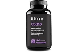 Coenzyme Q10, 200 mg | 100% Pure Naturally Fermented, 120 Softgels (4-Month Supply) with Organic Spanish Extra Virgin Olive Oil | High Strength, Antioxidant | Zenement