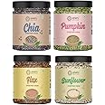 AMAYU Healthy Raw Seeds Combo Pack | Chia Seeds, Pumpkin Seeds, Flax Seeds, Sunflower Seeds (200 gm x 4) Immunity Booster | Healthy Snacks | Diet Food | seeds for Eating (Pack of 4)