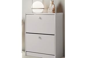 Dogar Moblit Zapatero de Dos Trampones Realizado en Madera de Pino Maciza Color Blanco Translucido Serie Denia Medidas (77,5x63x27) cm (altoxanchoxfondo) Ronusto y Duradero