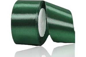 ASALZBOAY Geschenkband Dunkelgrün 50 mm Breit,23 Meter Satinbänder Weihnachtsgrün Stoff Schleifenband Kunsthandwerk,Hochzeitsdekoration, Weihnachten, Haarbögen, Blumensträuße, Geburtstag und Geschenkverpackung