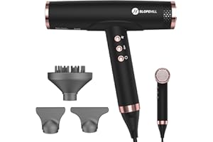‎SLOPEHILL slopehill Ionen Haartrockner, 110,000RPM Bürstenloser Motor Schnelles Trocknen Föhn mit Magnetischer Diffusor, Wenig Lärm/Biokeramische Technologie, für Zuhause, Reisen, Salon (Mattschwarz) 2