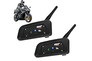 YUZEU V6 Pro Moto Casque Interphone, Moto Bluetooth Intercom Mains Libres 6 Personnes 1200m Moto Casque Microphone Écouteurs Système de Communication pour Ride Alpinisme Ski (2 Pack)