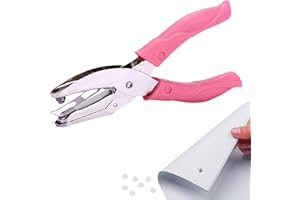 TWEOZEK 1.5mm Single Hole Paper Puncher, Pink Handle Hole Paper Punch Mini Punch with Soft Grip for Home Office School Supplies Craft Cards DIY Handmade Scrapbook Ticket Tags (Small Circle)