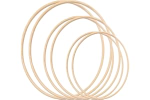 LERKELY 6 Anelli Floreali di Corona in Bambù, Dream Catcher Cerchio Rotondo in Legno, Macramé Fai Da Te Artigianato Strumenti 3 Dimensioni (10/12/15 cm)