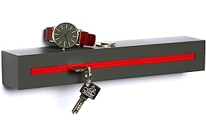 ‎BUCHENBUSCH URBAN DESIGN Buchenbusch urban design Schlüsselbrett mit Ablage aus Beton Dark Edition 33x6x5 cm, Schlüsselboard Wand, Schlüsselaufbewahrung Flur, Rot