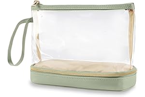 Aucuu Neceser de Aseo Transparente, Bolsas Portátil de Maquillaje de PVC, Bolsa Transparentes para avión, Cosmético Organizador Mujer Impermeables para Viajes, Almacenamiento, Baño