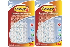Command 2 X Christmas Xmas Fairy Light Hooks Clear [Twin Pack] SELF Adhesive Hooks & Strips
