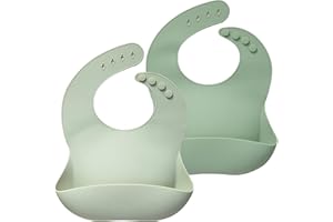 Moonkie Silikon-Babylätzchen 2er-Set, BPA-frei wasserdicht weich langlebig verstellbare Silikon-Lätzchen für Babys und Kleinkinder