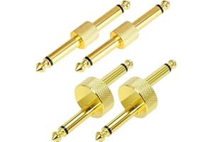 Xiatiaosann Coupleur de pédale de guitare, connecteurs de pédale d'effet à pédale de 6,35 mm (1/4"), adaptateur de type droit male à male et de type Z (4 pièces)