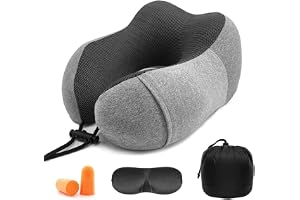 Gvolatee Resekudde Memory Foam, Justerbar Tightness Resa Nackkudde, Resekrage Kudde, Perfekt för Kontor och Hushållsflygplansbil