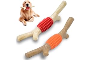 SCHITEC Zestaw 2 zabawek do żucia dla psów do żucia, wytrzymały, duży gryzak z nylonu i gumy o prawdziwym smaku bekonu, dla dużych średnich ras, niezniszczalna, wytrzymała zabawka psa