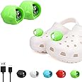 Vergissm Rechargeable Flashlights Compatible with Croc, 2 PCs LED Headlight, Waterproof Hands Free Flashlights with 3 Lighting Modes, Novelty Shoe Lights for Camping Easter Gift (Green)