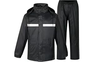 Raopuzi Chubasquero Hombre, Chubasquero Moto Hombre Poncho Impermeable Hombre, Traje de Agua Completo, Chubasquero Plegable Y Ligero, 2 Piezas Conjunto Impermeable de Trabajo, Reflectante
