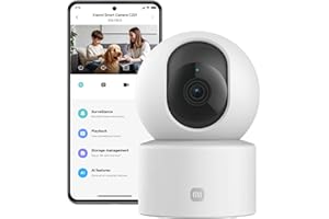 XIAOMI C201 Camara vigilancia WiFi Interior 360° 1080P HD, Camara vigilancia Bebe, WiFi 6, Cubierta Física de Lente, Visión Nocturna en Color, Audio Bidireccional, Compatible con Alexa y Google
