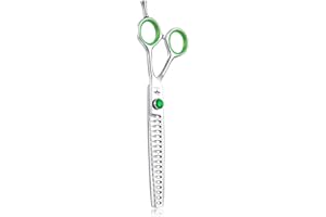 PURPLEBIRD Ciseaux Sculpteurs Effileurs Professionnels Pour Chien et Chats Poils Long Épais Ciseaux Toilettage Bout Rond Sécurité Bague Acier Inoxydable Ciseaux Poils Animaux Débutant Luxe 7 Pouces Argenté