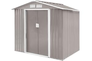 HATTORO S100 XL Metall Gerätehaus Verschiedene Größen Geräteschuppen Garten Schuppen Gartenhaus Hellgrau