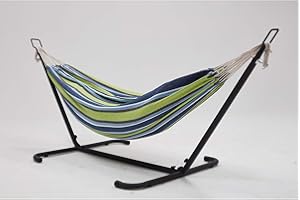 CONCEPT-USINE CONCEPT USINE | Hamaca con Soporte de Metal | 1 Persona | Lona de Tela de poliéster | Carga máxima 130 kg | Azul Copacabana/Verde | para Exterior Balcón Jardín y Terraza | Impermeable