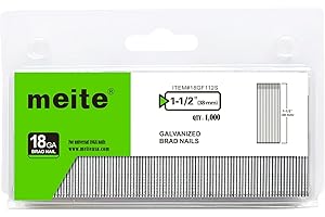 meite Chiodi Brad 18GA da 38 mm, Tipo 18G, Zincati, Chiodi di Finitura a Testa Piccola per Chiodatrice Pneumatica o Elettrica (1.000 Pezzi)