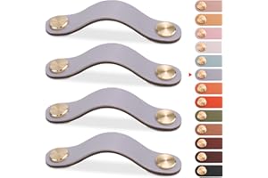 LEREATI 4 Stück Ledergriffe für Möbel, Schrankgriffe Grau Möbelgriffe Schubladengriff, Modernen Möbelknöpfe Schrank Griffe für Küchenschränke, Schränke, Tür, Wohnkultur (128mm)