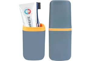 COMNICO Travel Toothbrush Cup Case Portable PP Seal Tooth Brush Holders Cover Multi-Function Toothpaste Storage Container Cup for Home School Camping Business Trip Bathroom