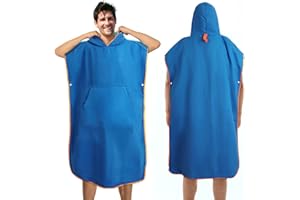 Jokisa Badeponcho Damen & Herren, Ultraleicht und Schnelltrocknend Mikrofaser Surf Poncho auch als Umkleidehilfe Strand Saphirblau-Hellblau