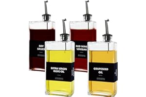 BIKALAN Olive Oil Dispenser Bottle for Kitchen, Coffee Syrup Dispenser Elegant & Classy Glass Cooking Oil Bottle Drizzler, Container, Cruet (Black*4, 500 ML)