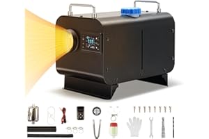 Redriver Riscaldatore Diesel, 12V/24V Riscaldatore a Gasolio Diesel 8KW con LCD, Telecomando e Silenziatore per Camper, Camion, Caravan, Macchine, Barche, Autobus, Tutto in Uno(Nero)