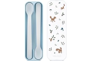 Mepal - Set di 2 cucchiai per bambin Mio Little Dutch - Cucchiaio bambino - Cucchiaio lungo - Lavabile in lavapiatti - Forest Friends