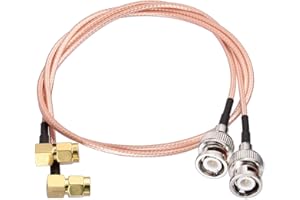 Superbat Kabel SMA na BNC 50.8 cm kąt prosty SMA męski na BNC męski adapter RG316 kabel koncentryczny 2-pak do anteny/radia/urządzeń WiFi/LAN/anteny zewnętrznej