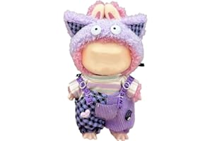 STOAT 17cm Labubu Puppenkleidung Set - Hoodie + Jogger + 3 Accessoires - Für Generation 1/2/3 La-bu-bu (Stehposition & Sitzposition)Für pop mart /labubu (E34)