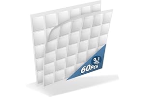 KUCHOOW Traceless Doublesided Stickers for Porous Material, 60 Pcs, Acoustic Foam and Acoustic Panels, Transparent, Removable (25 * 25 * 1mm)