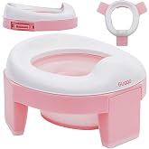 Guqqo Lazımlık, Portatif Katlanabilir Taşınabilir Seyahat &Ccedil;ocuk Tuvaleti, Klozet Adapt&ouml;r&uuml;, Pembe