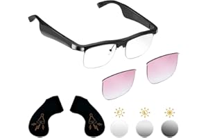 CatXQ Smart Bluetooth Audio Glasses | 2in1 Photochromic Sunglasses & Blue Light Filtering Lenses | HiFi Earmuff | Gradient Pink Sunglasses Lenses for Men Women [Optional Replacement Lens]
