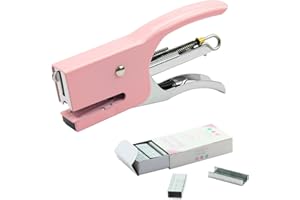 LEIKEDUN Cucitrice Ufficio, Pinzatrice Manuale, Spillatrice Ufficio in Metallo, Pinzatrice Piccola 750 Graffette Piccole 24/6, Cuce Fino a 10-16 Fogli per Scuola Ufficio Casa, Rosa