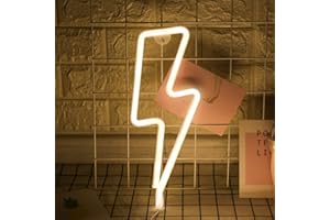 LH ENUOLI LED Lightning Sign Shaped Decor Light Warm White Neon Wall Light Wall Decor Lightning Neon Lights Battery/USB Powered Night Light for Christmas Kids Room Living Room Wedding Party Decor