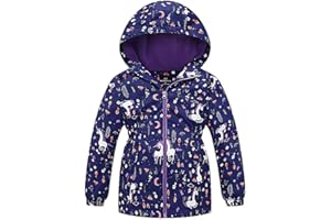 linboo Softshelljacke Mädchen Übergangsjacke mit Kapuze Jacke Fleecefütterung Windjacke Atmungsaktiv Regenjacke Wasserdicht Outdoorjacke für Kinder