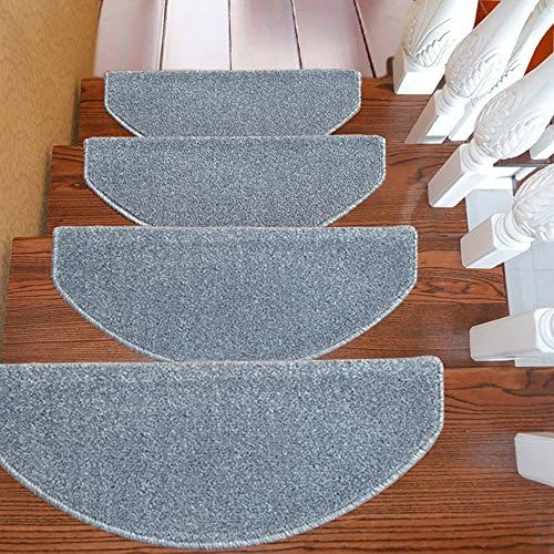 ZZHF Solid Color Simple Stair Mat/Encryption Semicircle Stairs Foot Pad/Glue-free Self-adhesive Carpet(A pack of 1) carpet underlay (Color : Gray, Size : 75*24cm)