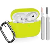Silicone Case Compatible with AirPods Pro 2 Case with Cleaning Set and Protective Case for AirPods Pro 1st and 2nd Generation Case Shockproof Soft Case for Airpods Pro with Carabiner Brilliant Yellow