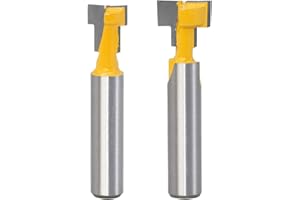 Gasea 2PCS 8mm Queue T-Slot Routeur Bit Set Coupe de Bois T-Slot Fraises à Rainurer en T à Bois Pour 9.52mm et 12.7mm Boulon Hexagonal Jaune