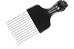 NUENEN Peine Afro de Palillo de Metal Peine Afro de Plástico Peine de Pelo de Palos de Diente Ancho para Teñido de Cabello Peine para Trenza Peluca Herramienta de Peinado de Peluquería, Negro