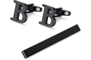 HONEY BEAR Manschettenknöpfe & Krawattenklammern Set – Edelstahl für Geschäftsgeschenke, Hochzeit, Hemd (schwarz)