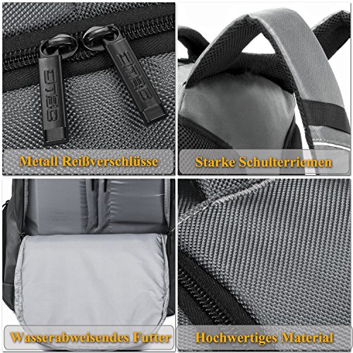 DTBG 15 Zoll Laptop Rucksack mit USB Anschluss / Port Schulrucksack Business Backpack Reisen Campus Rucksack Outdoor Daypack passt 15 – 15,6 Zoll Laptop / Notebook / Computer / Studenten / Damen / Herren, Grau - 6