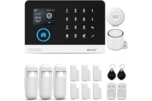 PGST GSM 4G/WLAN Wireless Home Einbrecher Alarmanlage Kit Tuya Smartlife APP, mit Sirene Fenster Türsensor Bewegungsmelder,Alarmanlagen fürs Haus Büro Real Time App Push, Works with Alexa