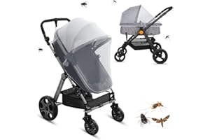 LEMESO Moustiquaire Poussette Universelle pour Landau, Auto-siège, Lit Parapluie, Protection Anti-Insectes pour Bébés, Enfants