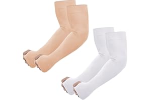 Newbyinn Arm Sleeves with Thumb Hole for Men Women Youth, UV Sun Protection, Tattoo Cover Up, UPF 50, Cooling, Compression - 2 & 4 Pairs