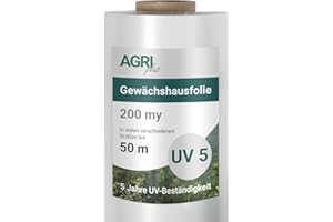 AGRI plus Gewächshausfolie 3,2 x 10 m I Hochtransparente & reißfeste Gartenfolie für Abdeckungen im Außenbereich I Schutzplane wetterfest & 5 Jahre UV-beständig I Folienstärke 0,200 mm